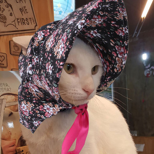 Amazon's New Pet Floral Sun Hat Mao Moa Dog Retro Lady Hat Adjustable Rope Buckle Hat