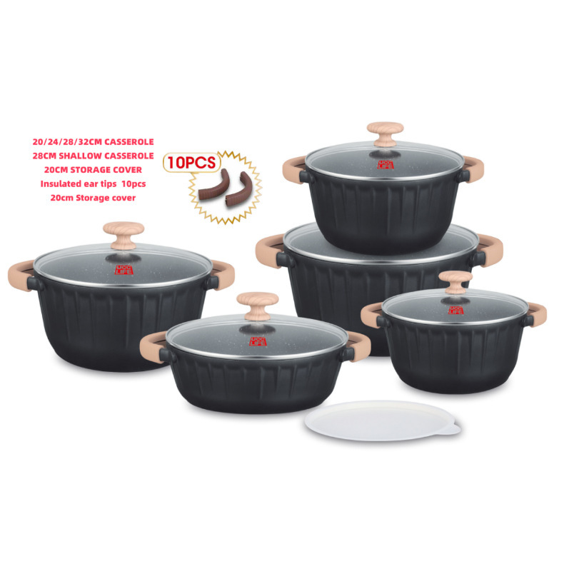UCC LIFE Ice Cone 21 Pieces Set Hot Pot Granito Aluminio Kit de Cocina de Arroz de Marmol Piedra Hot Pot