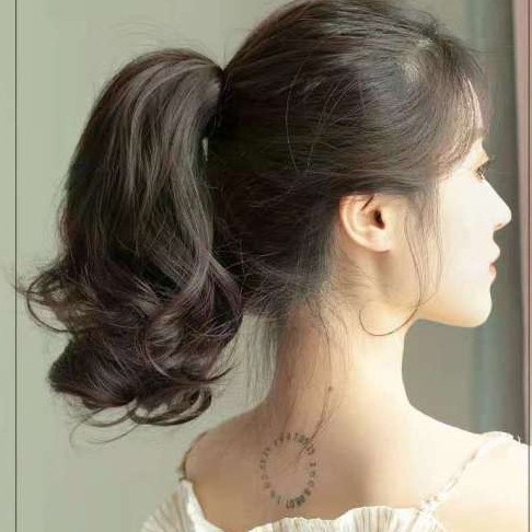 Peruca de caballo mujer agarrar clip corto ondulado temperamento largo rizos simulación natural realista clip de tigre falso caballo