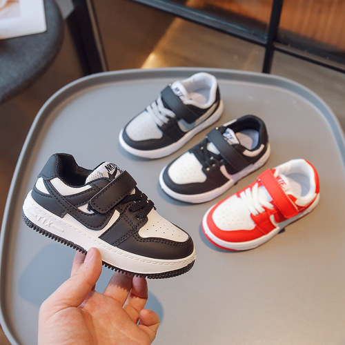 Dunk Black and White Panda Kids' Spring and Autumn Real Insole Sports Sneakers Platform Shoes for Boys and Girls Casual Shoes Shadow Gray