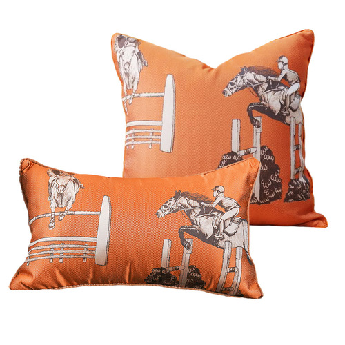 UMC7 light luxury simple geometric ins pillow American European style model room designer soft decoration orange waist pillow cushion