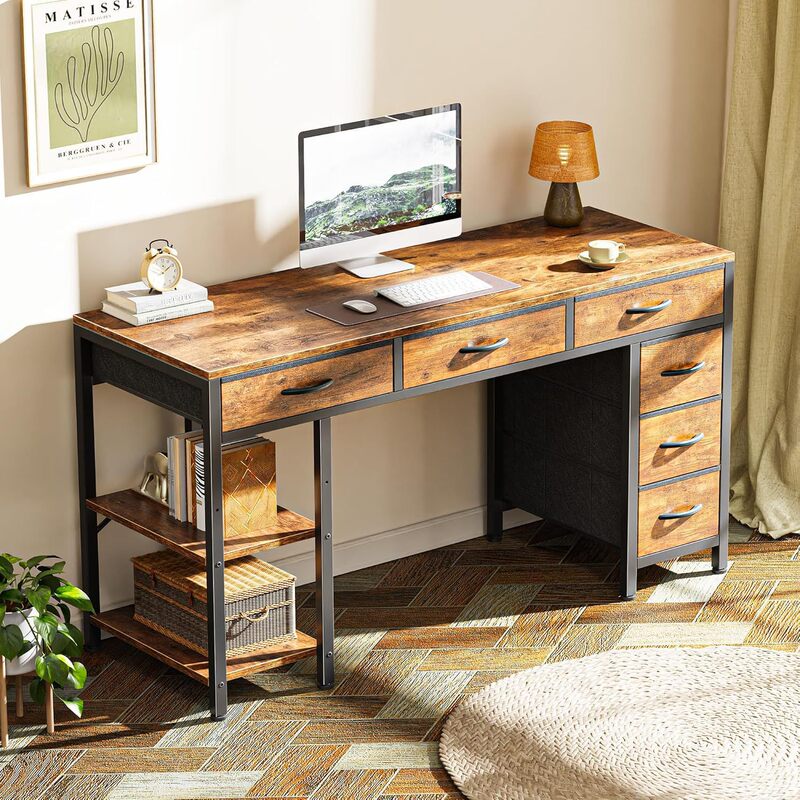 Amazon's Best-Selling Foreign Trade Direct-Selling Iron Art Home Office Desk with Drawer Storage Space Trendy Board-Style Furniture