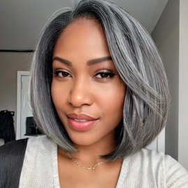 非洲假发欧美跨境女侧分短直发short hair Bob wig偏分短发波波头