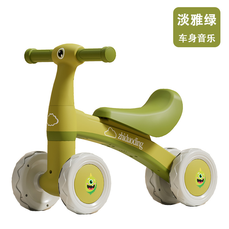 Cuatro ruedas de equilibrio para niños de 1 - 3 años de edad, patineta para bebés sin pedal, caminante anti-rollback, música, luces deslizantes