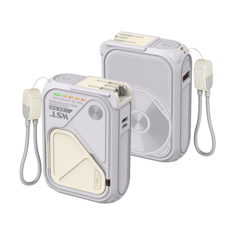 Wall Plug Charger Power Bank Charging Head Two-In-One Magnetic Wireless Built-In Double-Head Fast Charging Cable