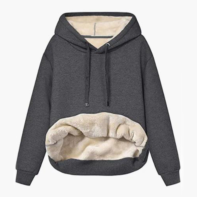 Hoodies De Douille Du Hoodie Des Femmes Longs Et Couleur Solide De Mode De Poche De Sweatshirts display picture 14