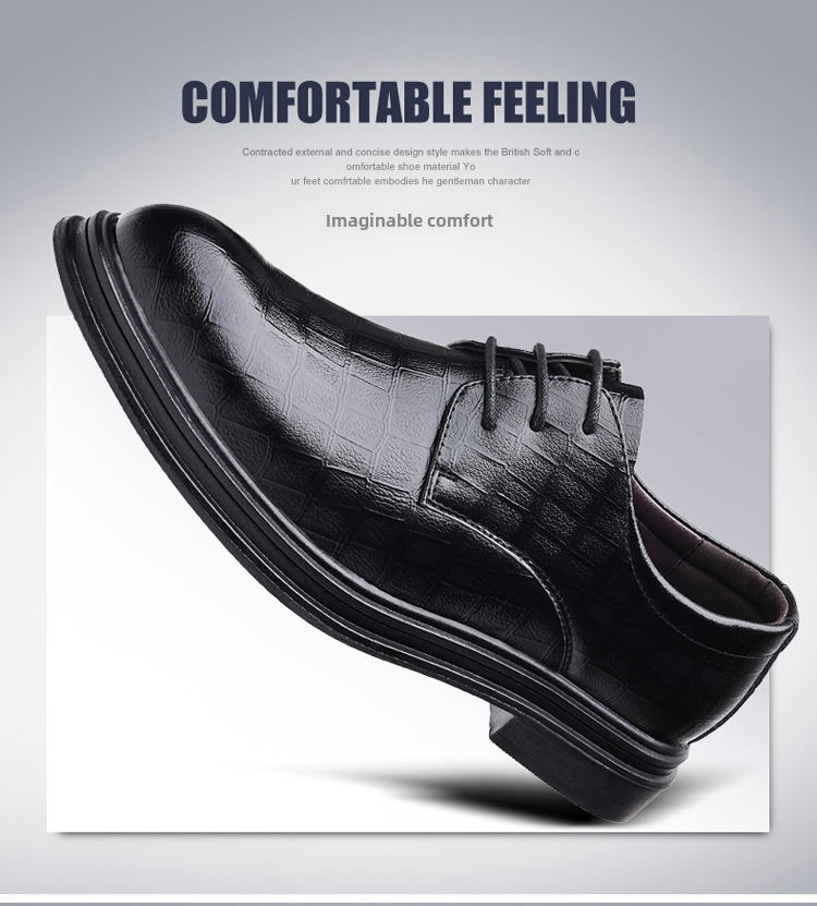 Leather Shoes Men's Business Dress Casual Trendy Shoes Spring British Groom Korean Cross-border Soft-soled Wedding Shoes Breathable_vogvips.com