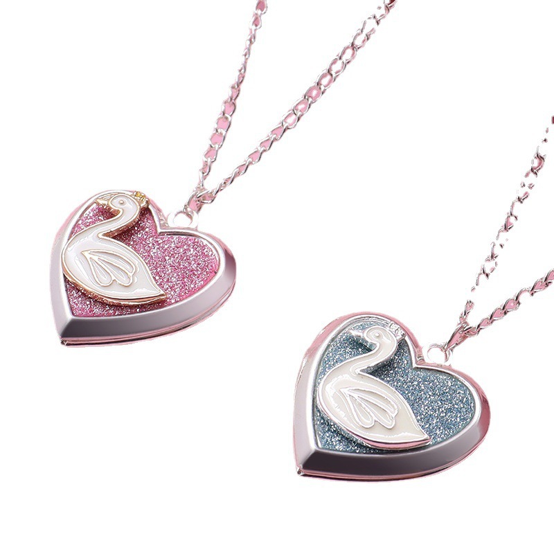 Fashion Swan Heart Shape Alloy Girl's Necklace 1 Piece display picture 3
