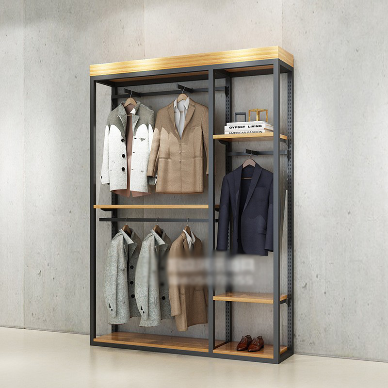 Marca de los hombres estante de piso de pie gabinete de exhibición de combinación centro comercial estante de ropa creativa tienda de ropa soporte de exhibición
