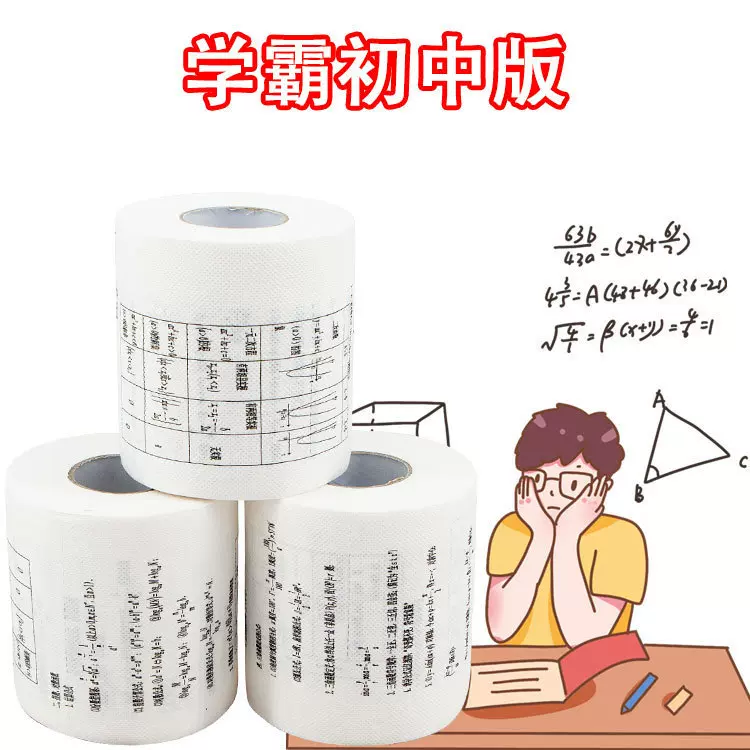 木浆卷纸初中高中数学物理化学公式用纸卷筒纸卫生纸学霸厕纸纸巾