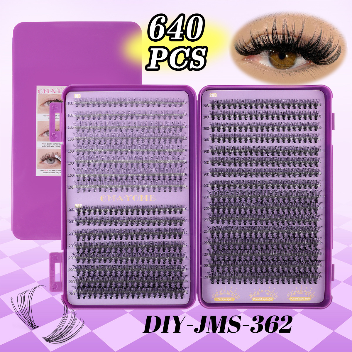 Pestañas Postizas Individuales Segmentadas 30D 40D Curva D 640 Racimos de Fibra Sintética Voluminosa image 6