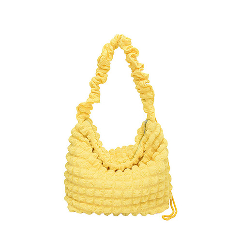 Women's  New Drawstring Bubble Fabric Cloud Pillow Bag Korean Ins Large Capacity Crossbody Bag Shoulder Bag