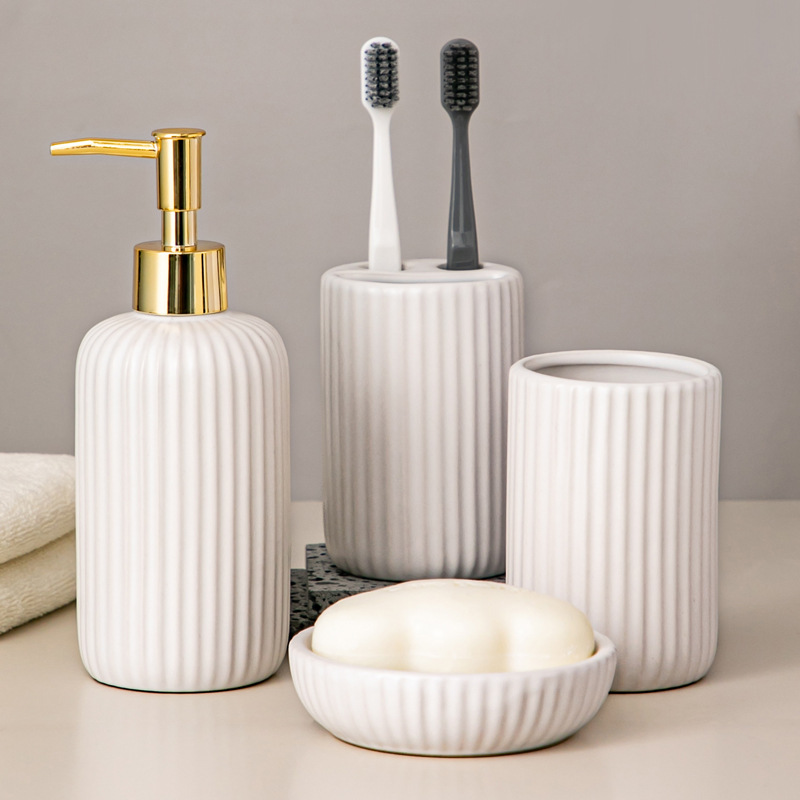 Meilin lujoso cerámica baños de lavado conjunto de artículos de baño taza de enjuague de baño taza de cepillo de dientes set creativo