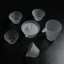 日式创意玻璃磨砂白菜杯锤纹茶具三才盖碗分茶器功夫茶具茶杯