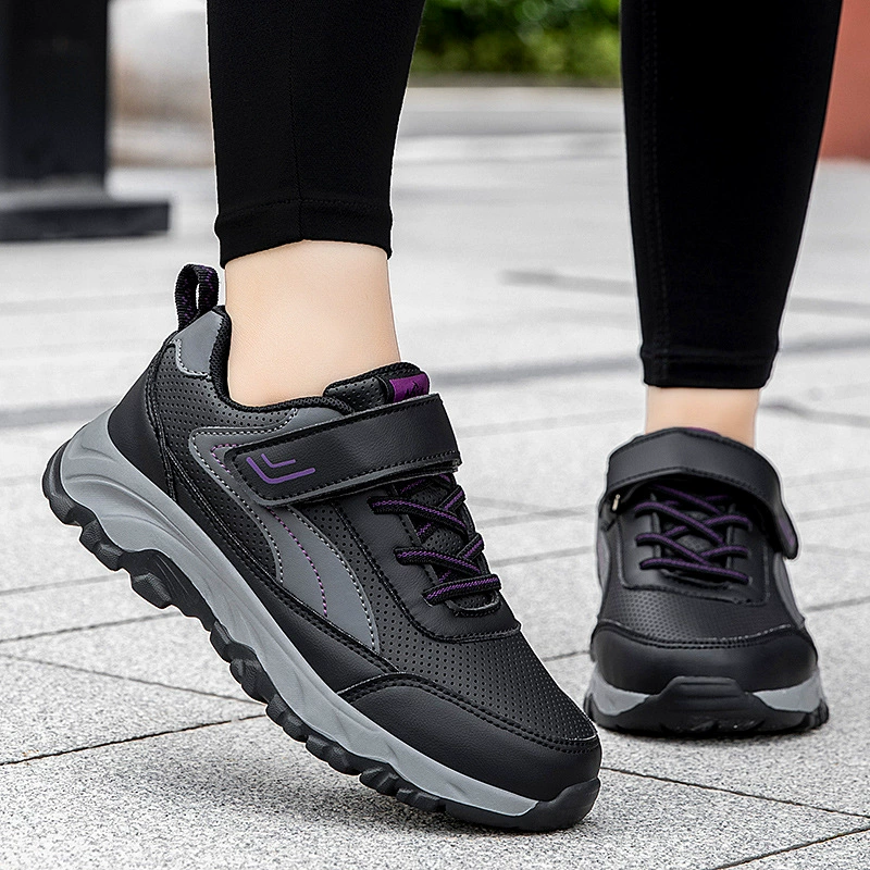 Водонепроницаемая обувь для пожилых людей осенняя и зимняя кожаная обувь для пап для мужчин и женщин среднего и пожилого возраста легкие кроссовки для мамы спортивная повседневная обувь