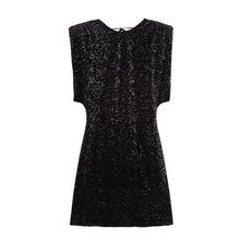 外贸2024秋季新款连衣裙女装欧美风名媛无袖亮片气质法式9565976