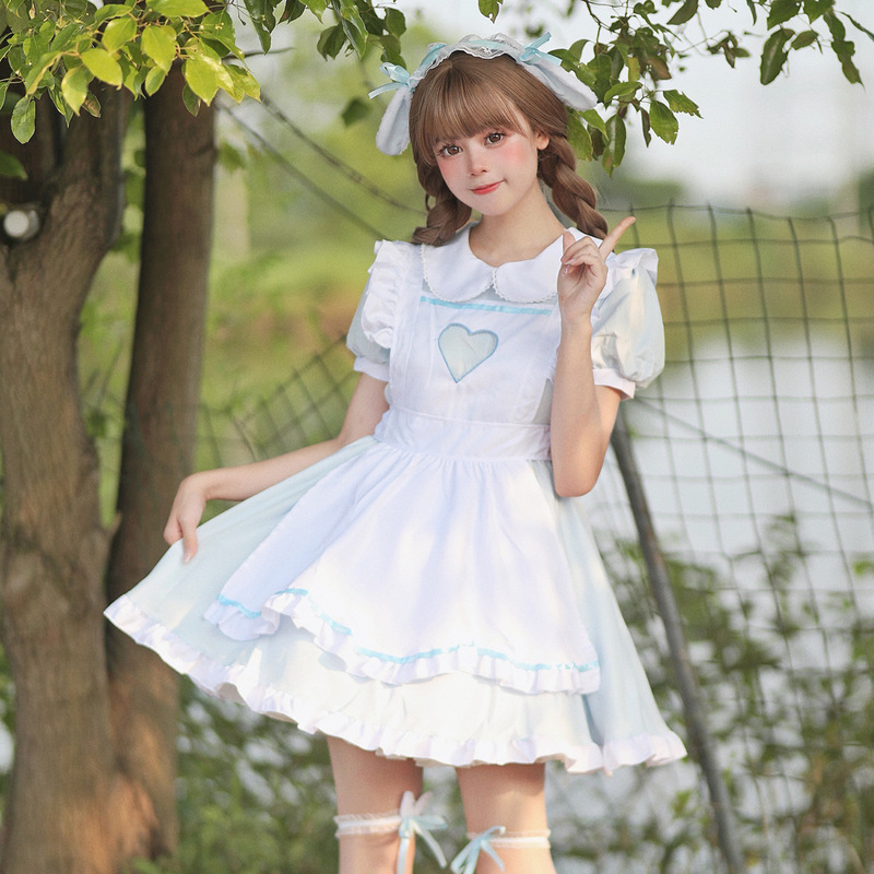 オリジナルのクロスボーダーアマゾンの超萌え透かし彫りの愛のウサギのメイドのロリータのコスプレの出演服の大きいサイズ|undefined