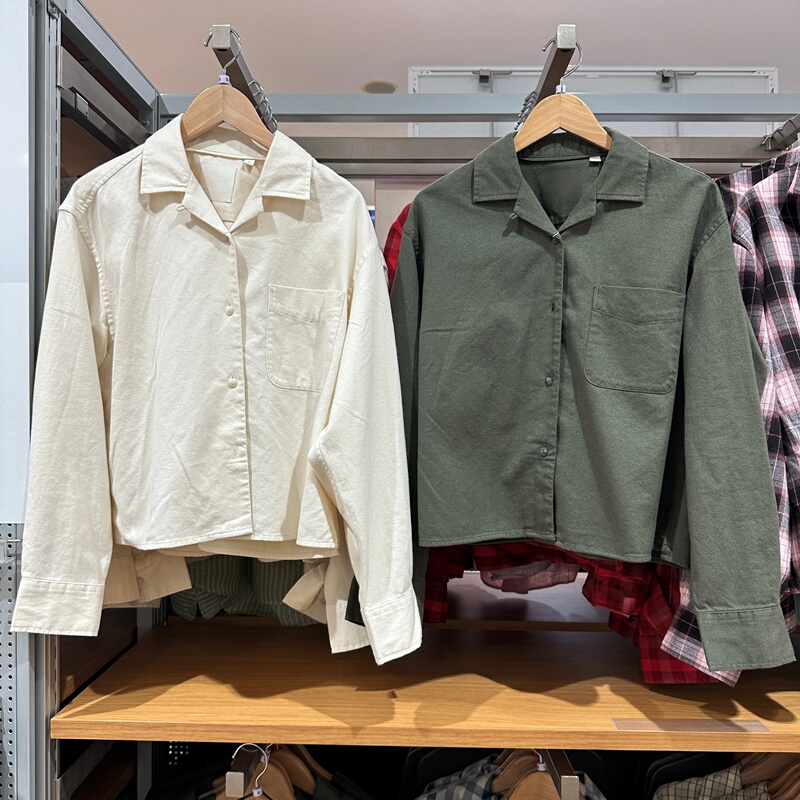 Japanese-style women's collaboration flannel boxy shirt/casual long-sleeve shirt, air-conditioning shirt, thin outerwear C488559