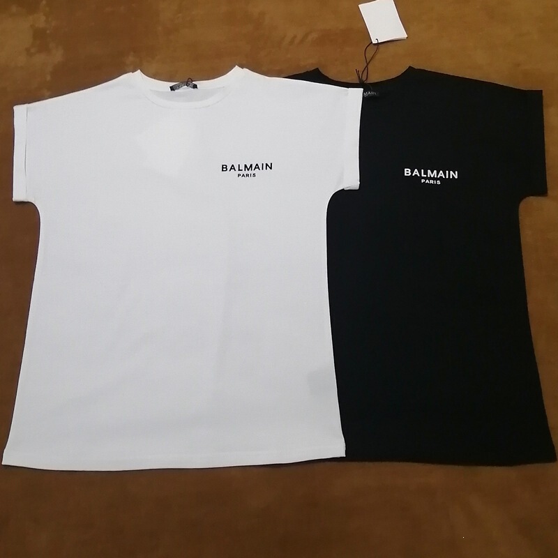 Balmain Women's T-Shirt with Logo Flocking, Slim-Fit Round Neck, Integrated Sleeves, and Short Sleeves