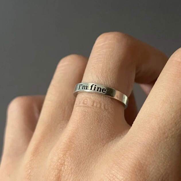 Imfine Save Me Cool Style Male and Female Couple Open Personalized Words Simple Niche Design Ring Imfine Save Me Cool Style Male and Female Couple Open Personalized Words Simple Niche Design Ring
