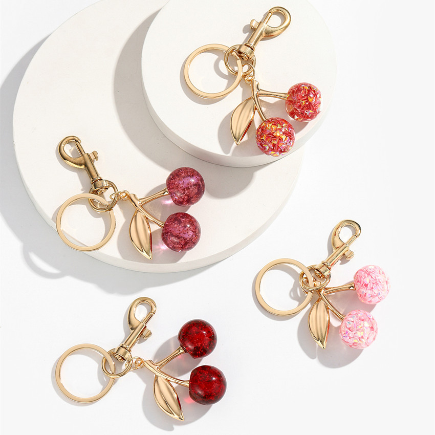 30g Weight Keychain Classification 1 Piece Quantity Casual, Daily Occasion Alloy, Resin Material Cherry Pattern Unisex Gender Sweet Style Sweet Cherry Alloy Resin Unisex Keychain 2