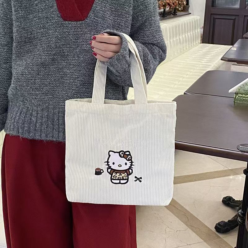 Neue Original KT Katzen Cord Handtasche Kosmetiktasche mit gehobener Optik Mini vielseitig große Kapazität Wasser- und Creme Aufbewahrungstasche Tragbar