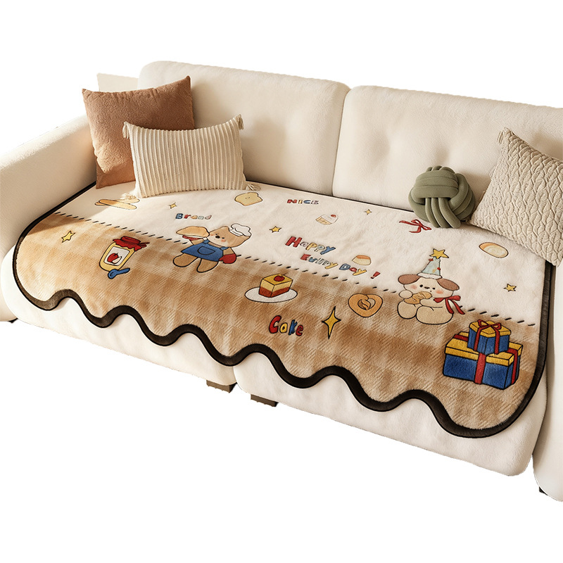 Sofá de peluche cojín de otoño y invierno 2025 nuevo estilo red rojo cojín de asiento grueso estilo francés lindo viento fijo tela antideslizante