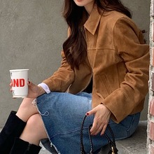 1688跨境女装韩国东大门鹿皮绒拉链立领小外套短款夹克学生女上衣