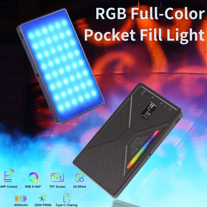 Control de APP Cámara RGB Luz de bolsillo Video en vivo Fotografía profesional Luz de iluminación Cámara a todo color Luz de relleno de teléfono móvil