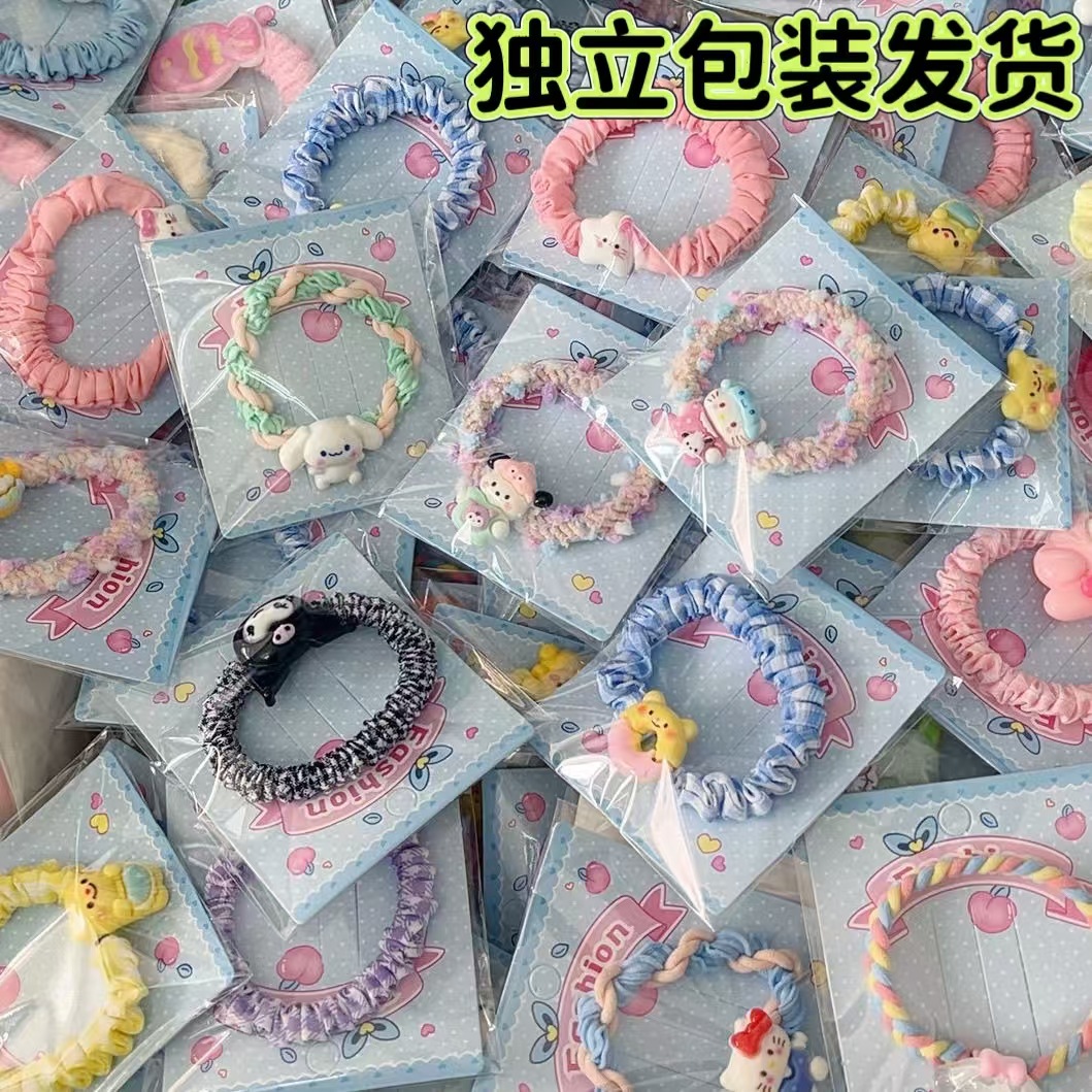 귀여운 캐릭터 소시지 컬 헤어끈 여성 아동용 고탄력 머리끈 데일리 헤어