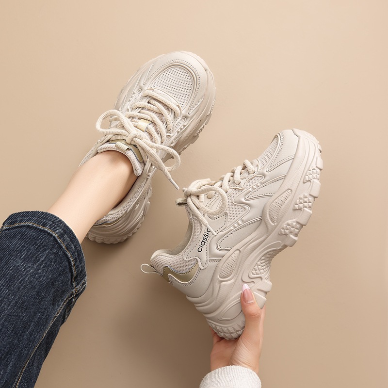 【Invisible Height Increase for Petite Individuals】Zhr Internal Height Increase Dad Shoes Classic Thick Sole 7.5cm Casual Sports Women's Shoes