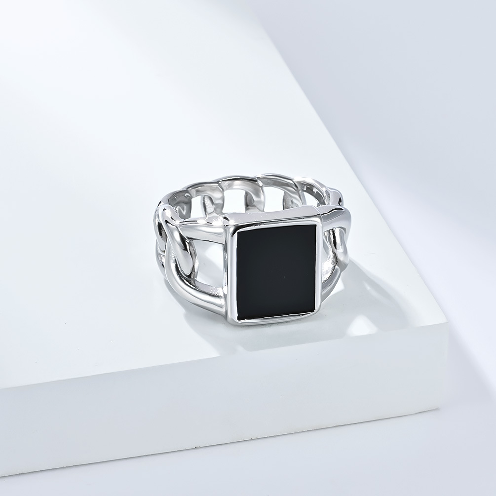 Herren Tigerauge Edelstein Ring Im Cuban Chain Design Edelstahl_voghion.com