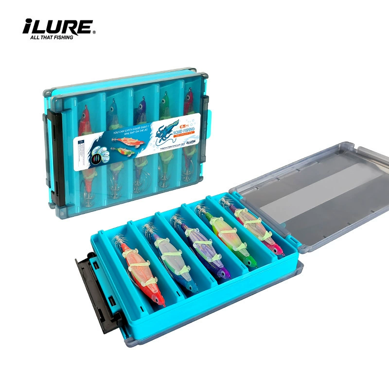 爱路亞 Bundled wooden shrimp 10 packs with bait boxes, can be tied to live fish, squid hook sea fishing weapon, octopus bait