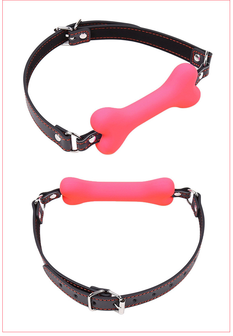 Silicone Dog Bone Mouth Gag for Couples Bondage Play, Soft TPE, Black — detail image 19