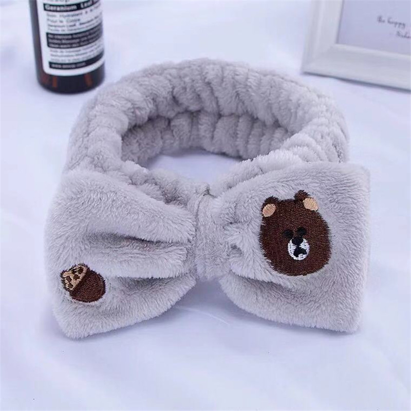 [Ventas directas de fábrica] lindo conejito de peluche banda de pelo Oso de dibujos animados cara lavado arco banda de pelo
