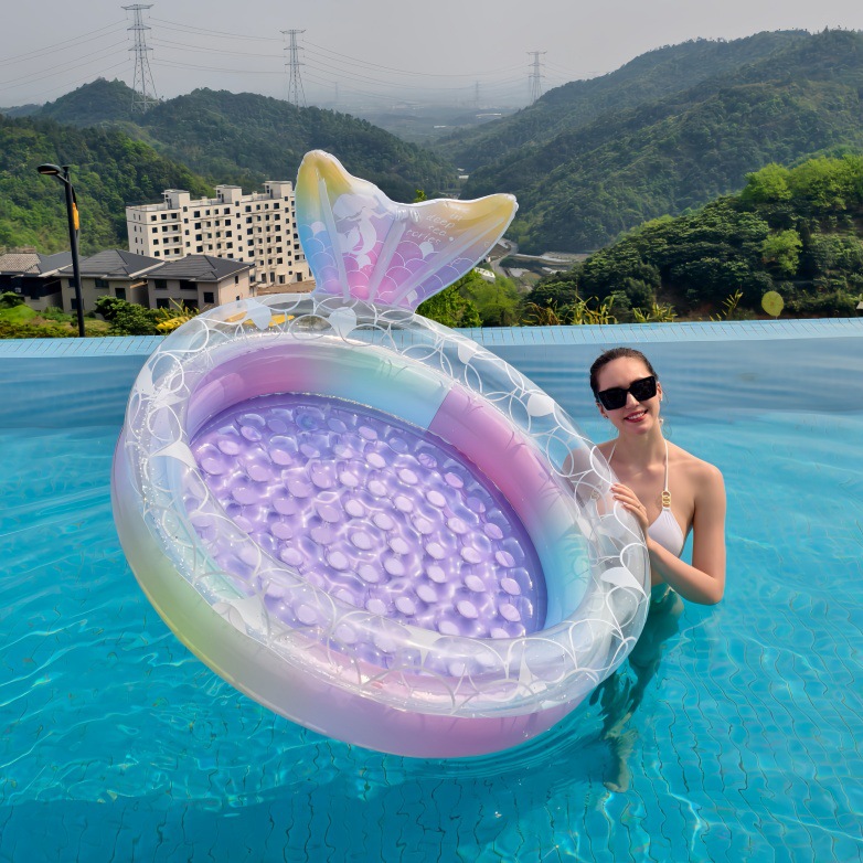 Piscina de sirena de ensueño doble anillo piscina infláble mariposa piscina de luz de luna espesa PVC hogar bebé de verano