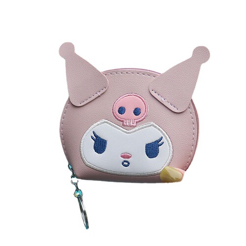 Creative Coin Bag PU Leather Embroidered Coin Purse Headphone Key Bag Short Portable Storage Bag Children's Small Purse