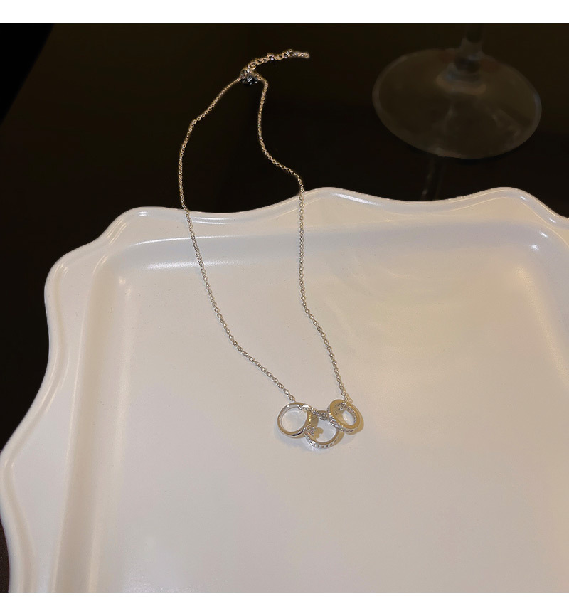 Fashion Circle Titanium Steel Plating Inlay Zircon Necklace 1 Piece