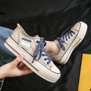 FUBU new South Korea solid color low-top Korean style casual platform canvas shoes spring women's wholesale all-matching muffin height increasing