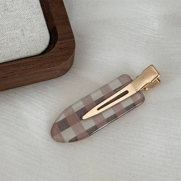 Plaid traceless clip - light coffee