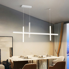 白色極簡餐廳吊燈長條燈具現代簡約創意吧台北歐風餐桌設計感大氣