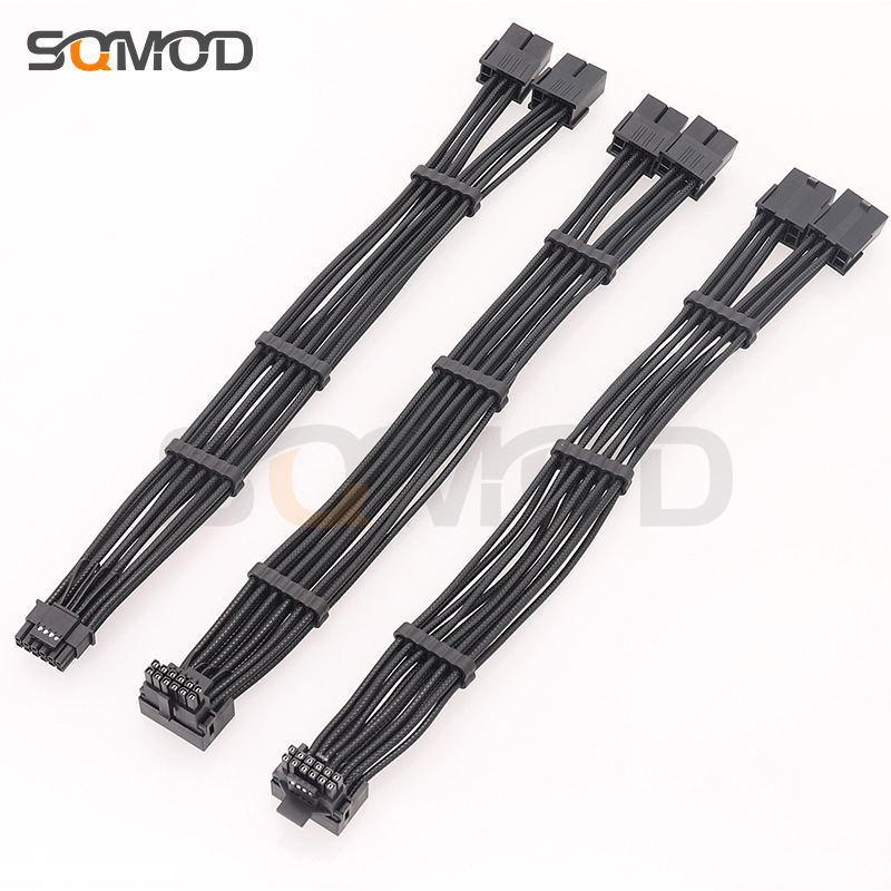 Rtx40 Series 2X8Pin 8Pin to 16Pin 12Vhpwr 90-Degree Elbow New Graphics Card Connection Cable Black