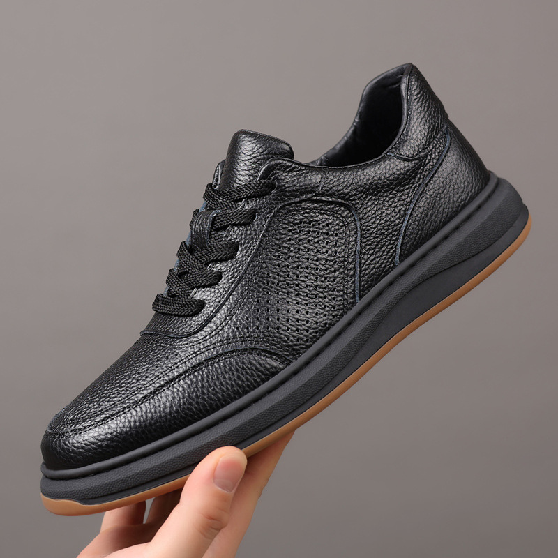 Piel de vaca de primera capa de verano nuevos zapatos de hombre sandalias cuero hueco transpirable zapatos de hombre zapatos de cuero casuales zapatos de todo fósforo