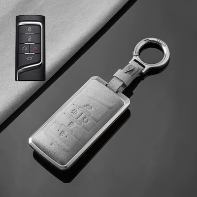 Car key bag | 24 GAC Trumpchi gs4plus Car - trumpchi-a-horn-tarnish-aluminum-alloy-light-gray-suede-upgrade-buckle