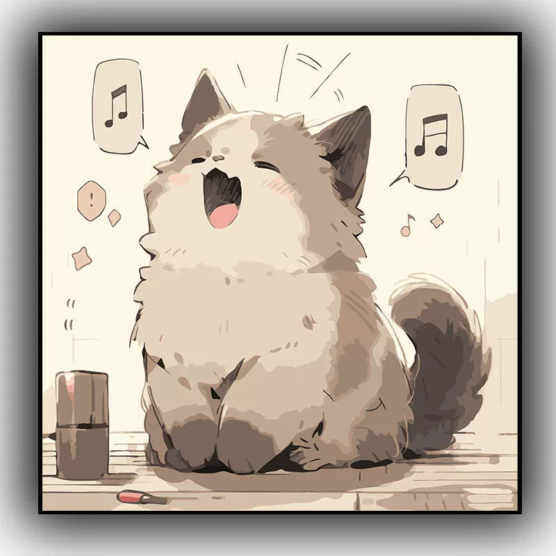 Кошка diy цифровая масляная живопись детская мультяшная простая ручная граффити раскраска заполнена акриловая математическая масляная живопись