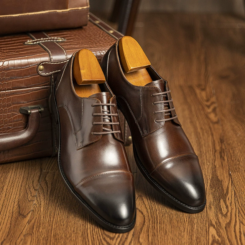 Мужская подлинная бизнес-обувь из натуральной кожи дышащая и не душная нога, противоскольжение на рабочем месте собеседование