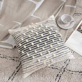 轻奢高级感沙发抱枕辛德拉格调提花棉线编织羊毛欧式手工工艺立体