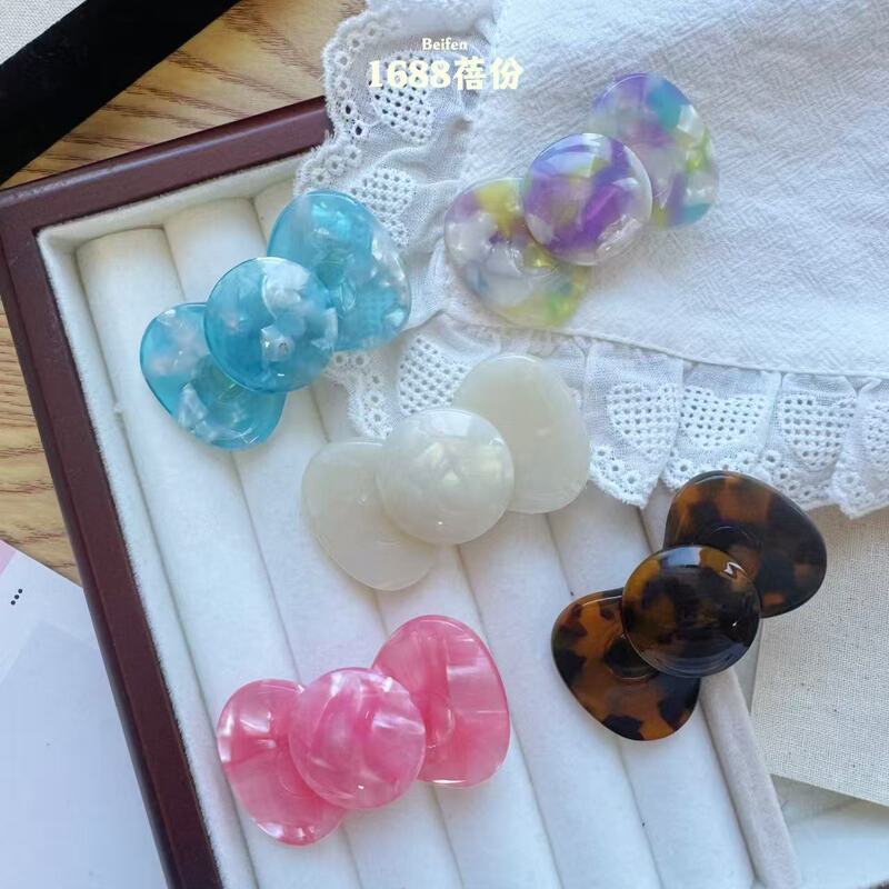 韩版可爱百搭蝴蝶结发夹侧边夹刘海碎发夹高颜值少女心醋酸鸭嘴夹|undefined