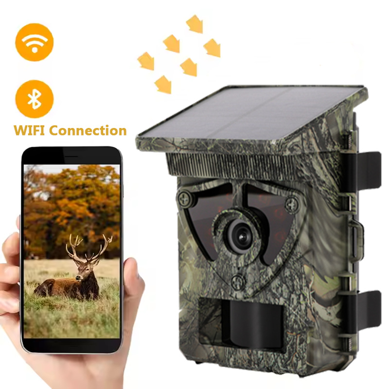Shenzhen Factory Direct Sales Infrared Induction Hunting Camera Real 4K Wifi Hd Solar Integrated Outdoor Camera
