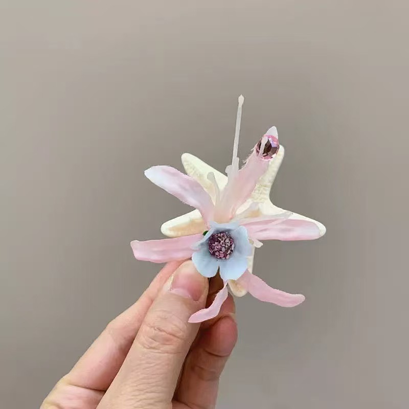 超仙海星贝壳花朵发夹抓夹海边拍照氛围感鲨鱼夹发卡度假风发饰品|undefined